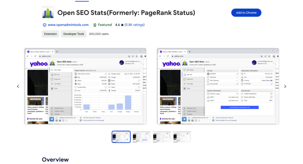 Open SEO Stats (Formerly: PageRank Status)