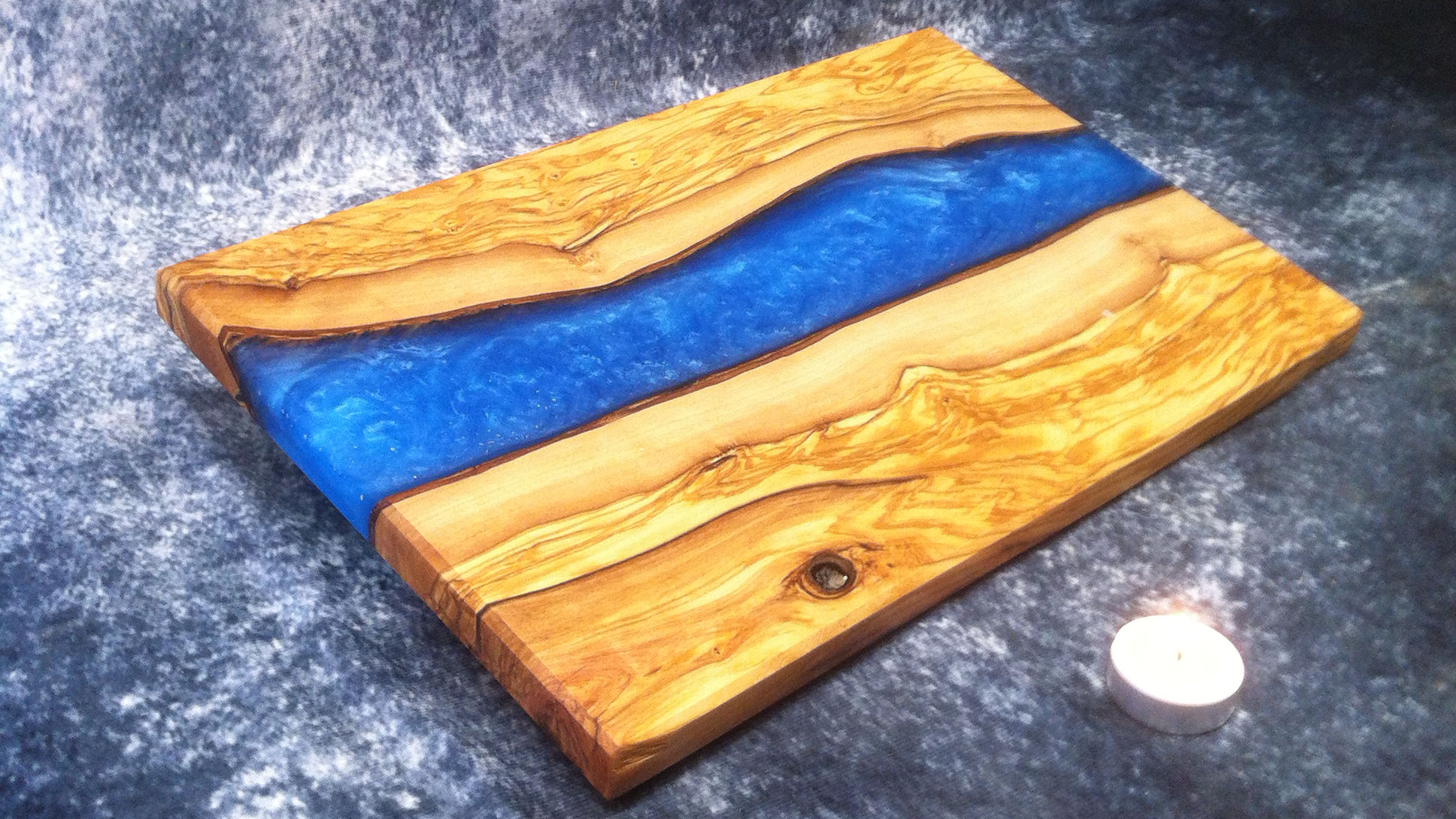 Crystal Cove Blue Epoxy Olivewood Art Featured Image