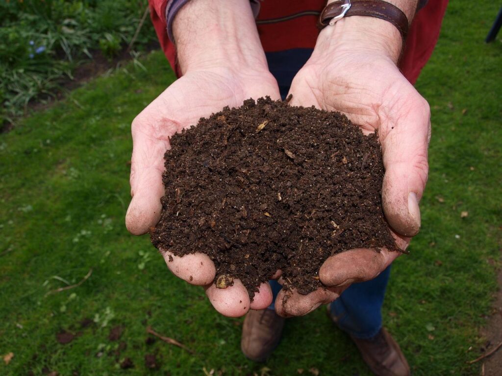 Man holding compost