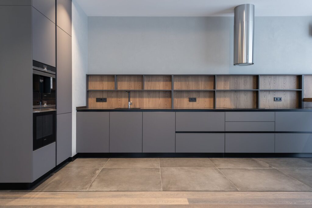 Dark grey cabinets