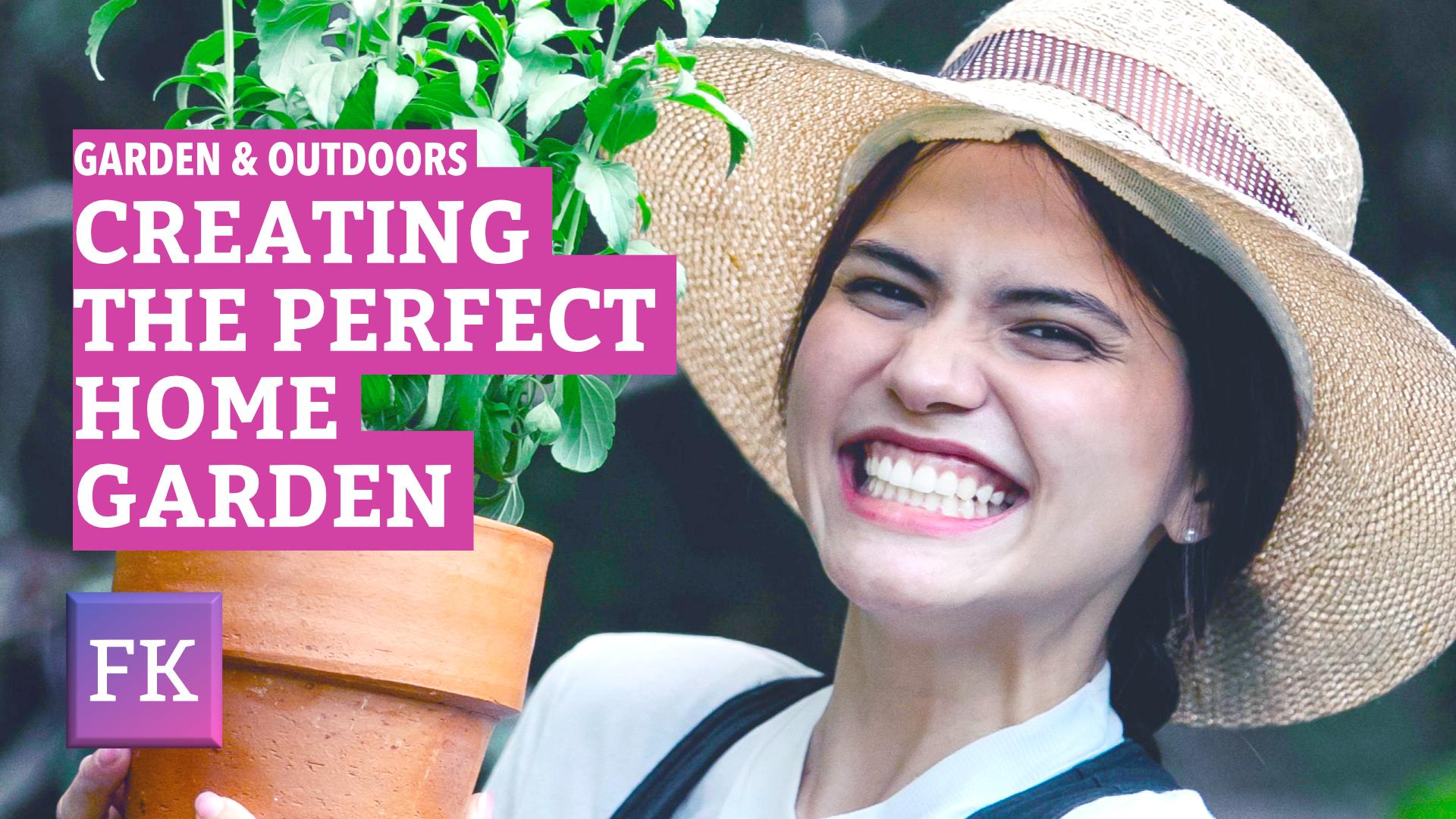 Fresh Kit's guide to creating the perfect home garden, features young lady grinning profusely with excitement after growing a healthy crop of plants in her garden