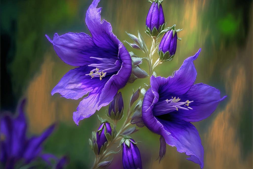 A stylised painting of a Bellflower (Campanula sp.)