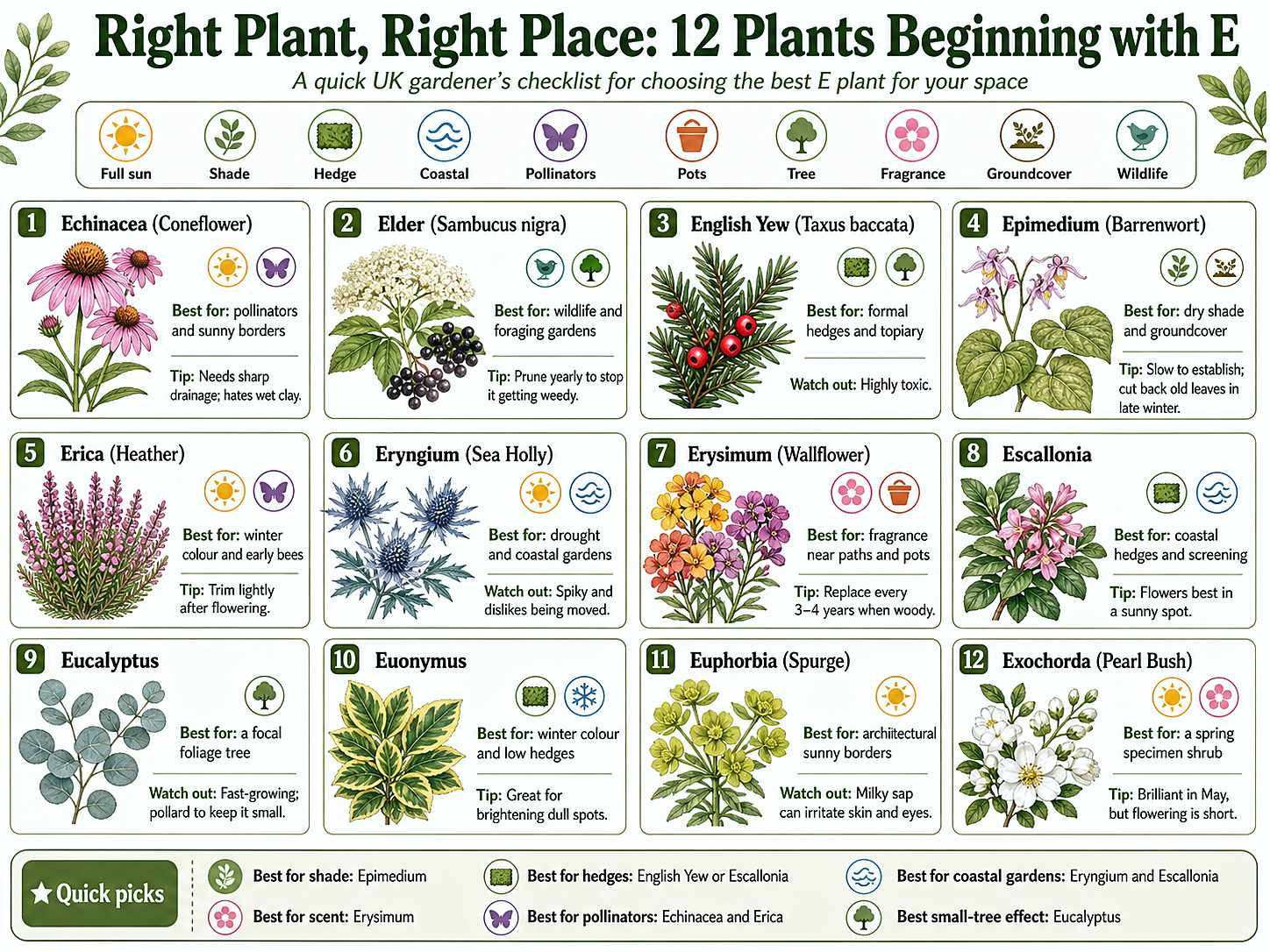 Right Plant, Right Place: 12 Plants Beginning with E.