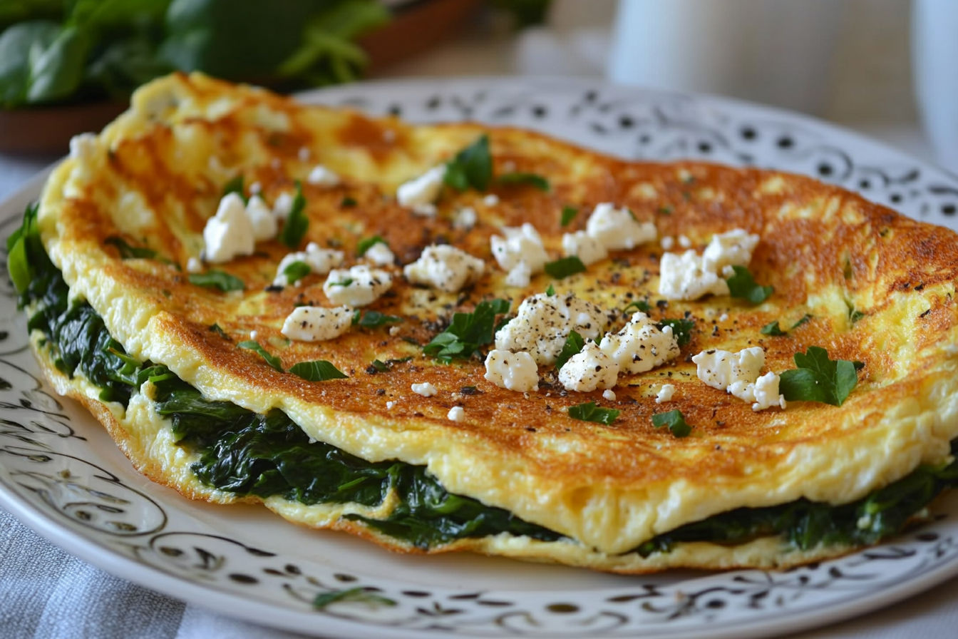 Spinach and Feta Egg White Omelette