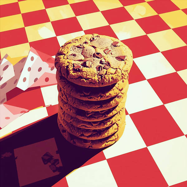 A stack of American cookies on a USA dining table